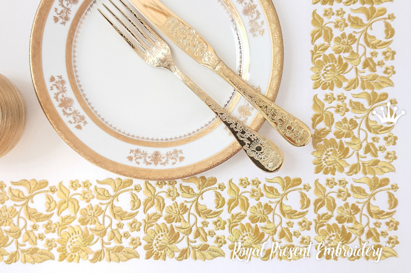 Gold Flower motif for borders Machine Embroidery Design