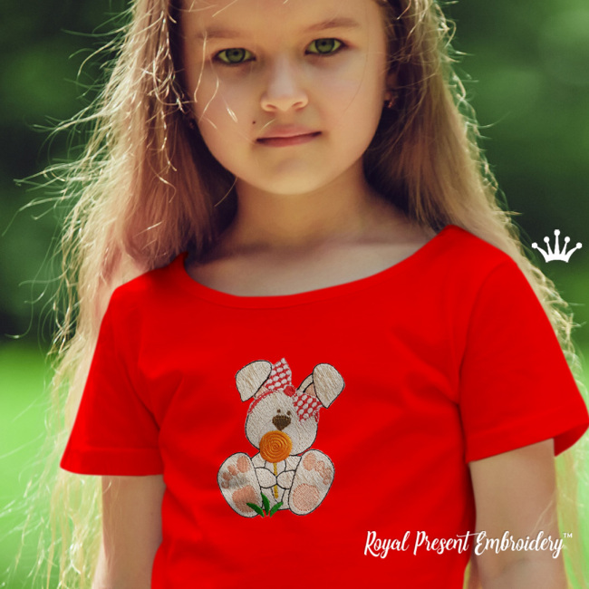 Little Bunny with candy Free Machine Embroidery Design